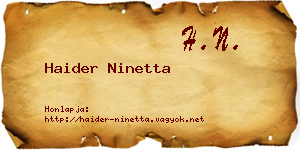 Haider Ninetta névjegykártya